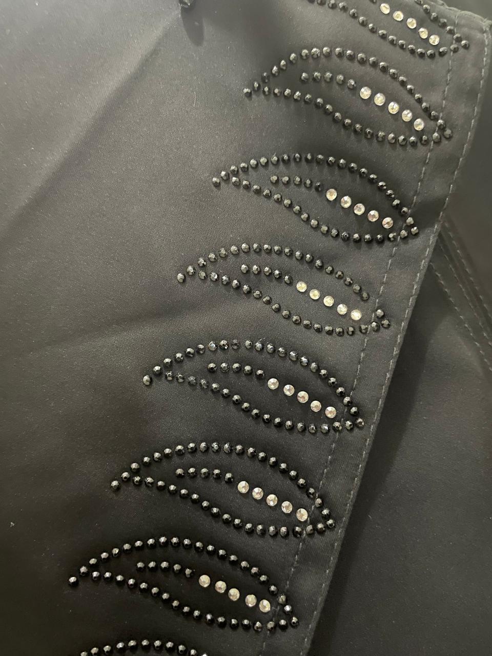 Black Abaya with Hijab and Decorative Stitching Set