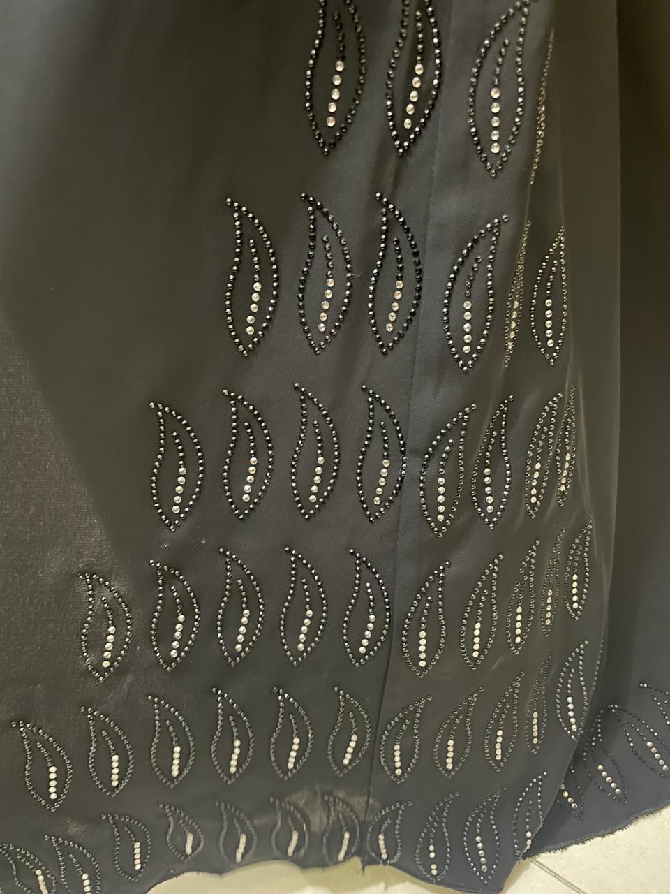 Black Abaya with Hijab and Decorative Stitching Set