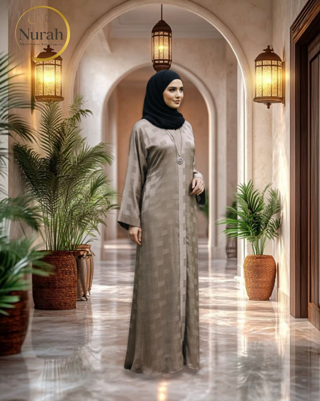 Premium Beige Abaya - Self NIDA
