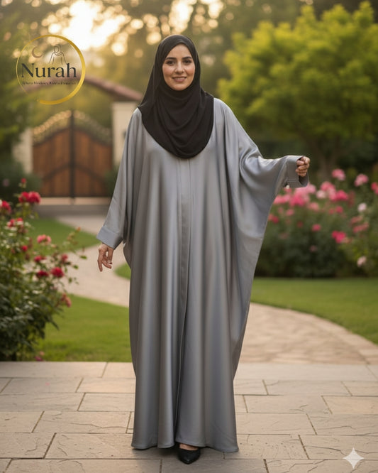 Grey Paanchu Abaya - Premium NIDA (No Scarf)