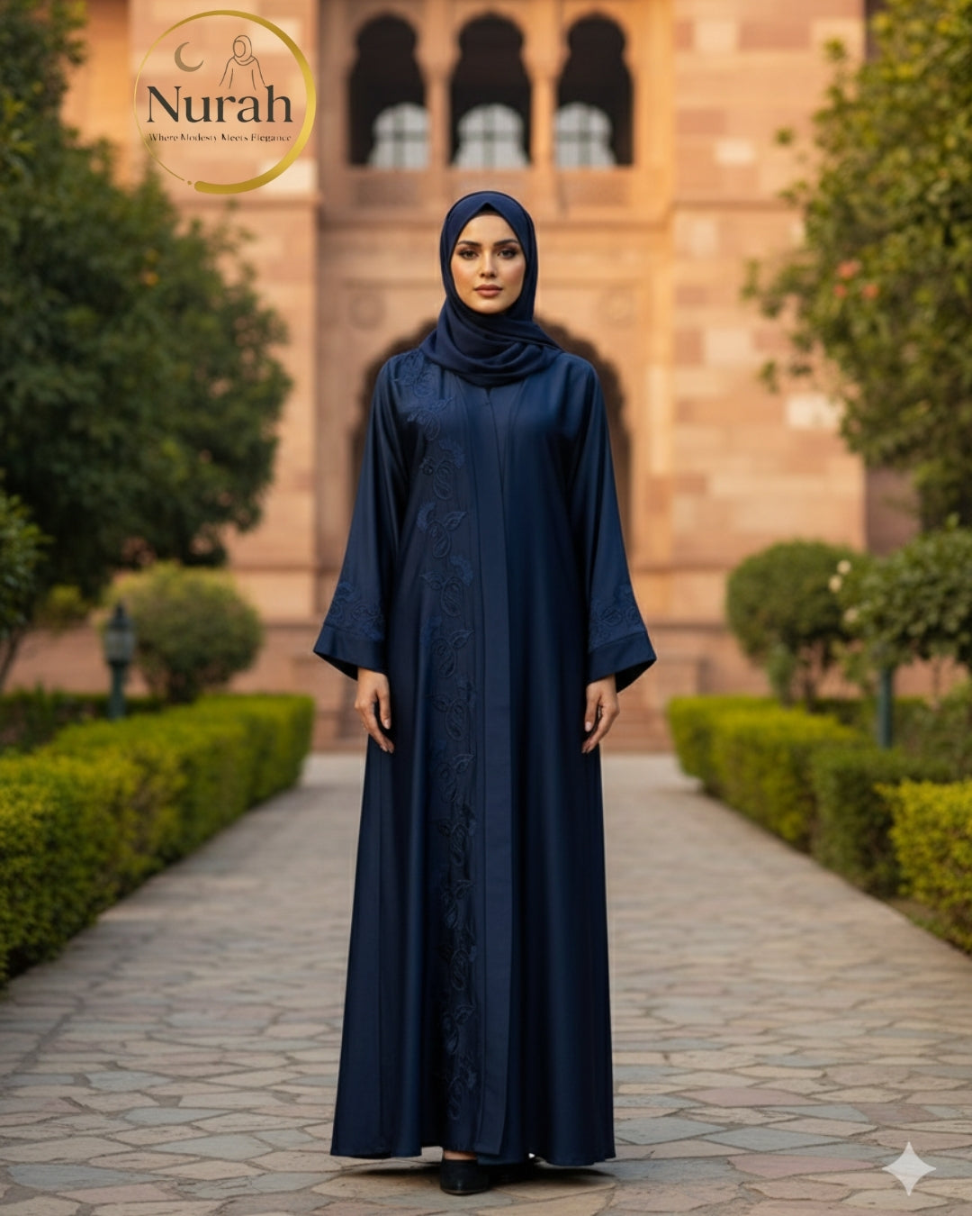 Premium Purple Embroidered Abaya - Korean Georgette