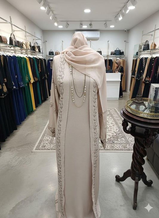 Premium Embroidered Abaya Set - Elegant Modest Wear with Hijab