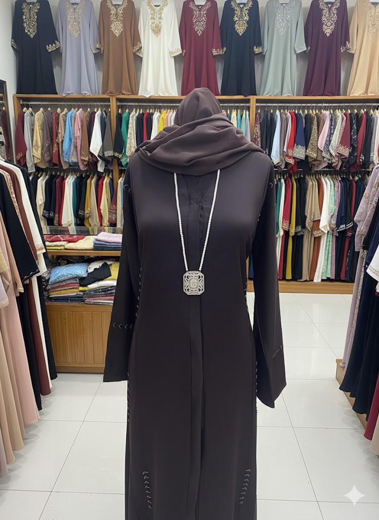 Islamic Modest Wear - Brown Embellished Abaya