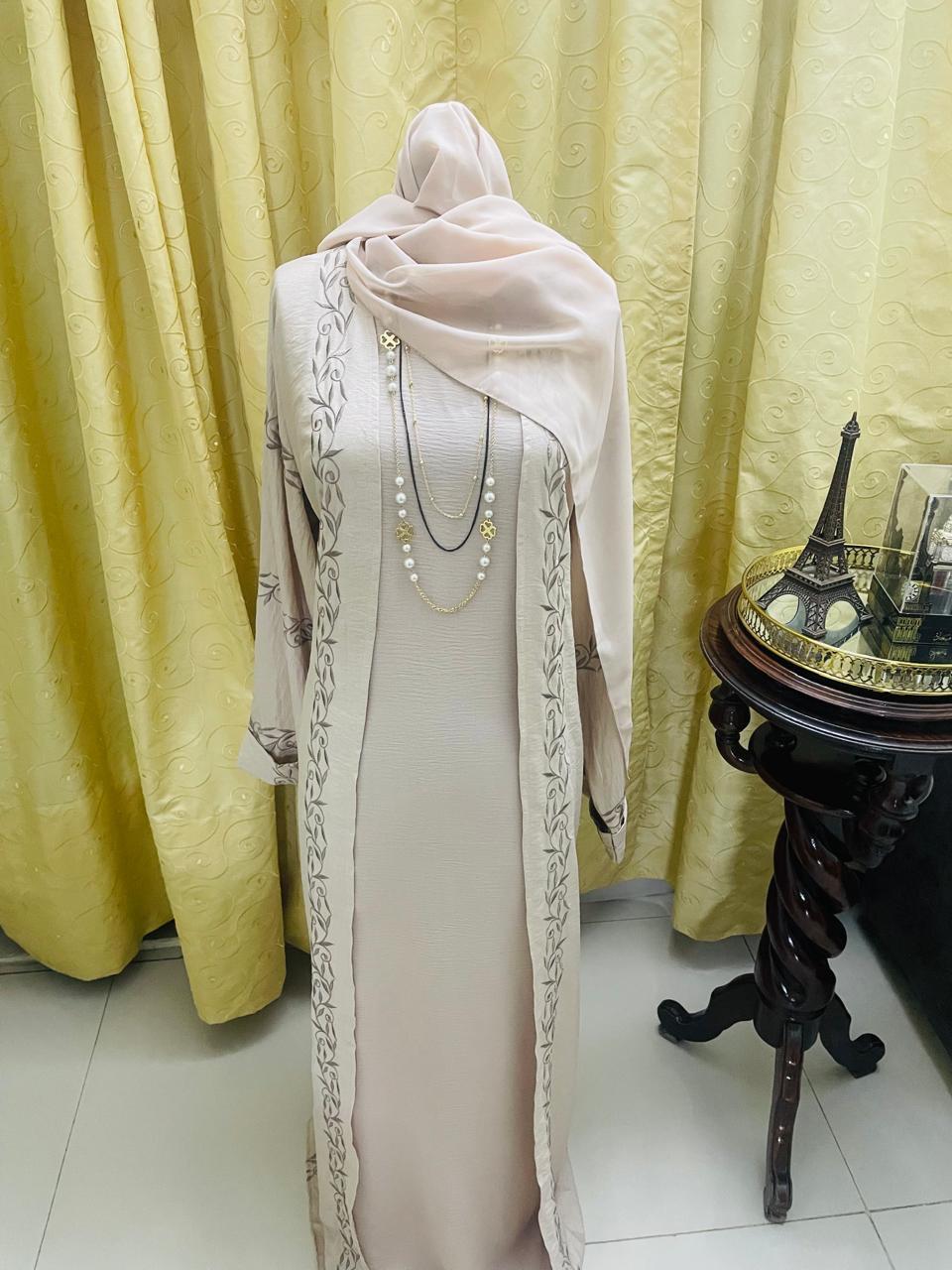 Premium Embroidered Abaya Set - Elegant Modest Wear with Hijab