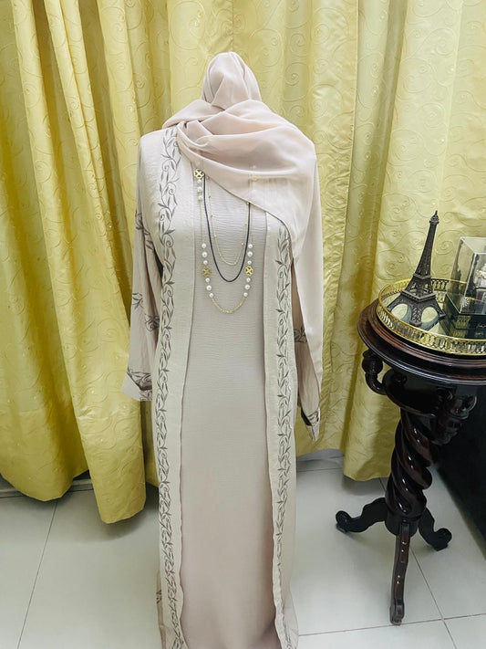 Premium Embroidered Abaya Set - Elegant Modest Wear with Hijab