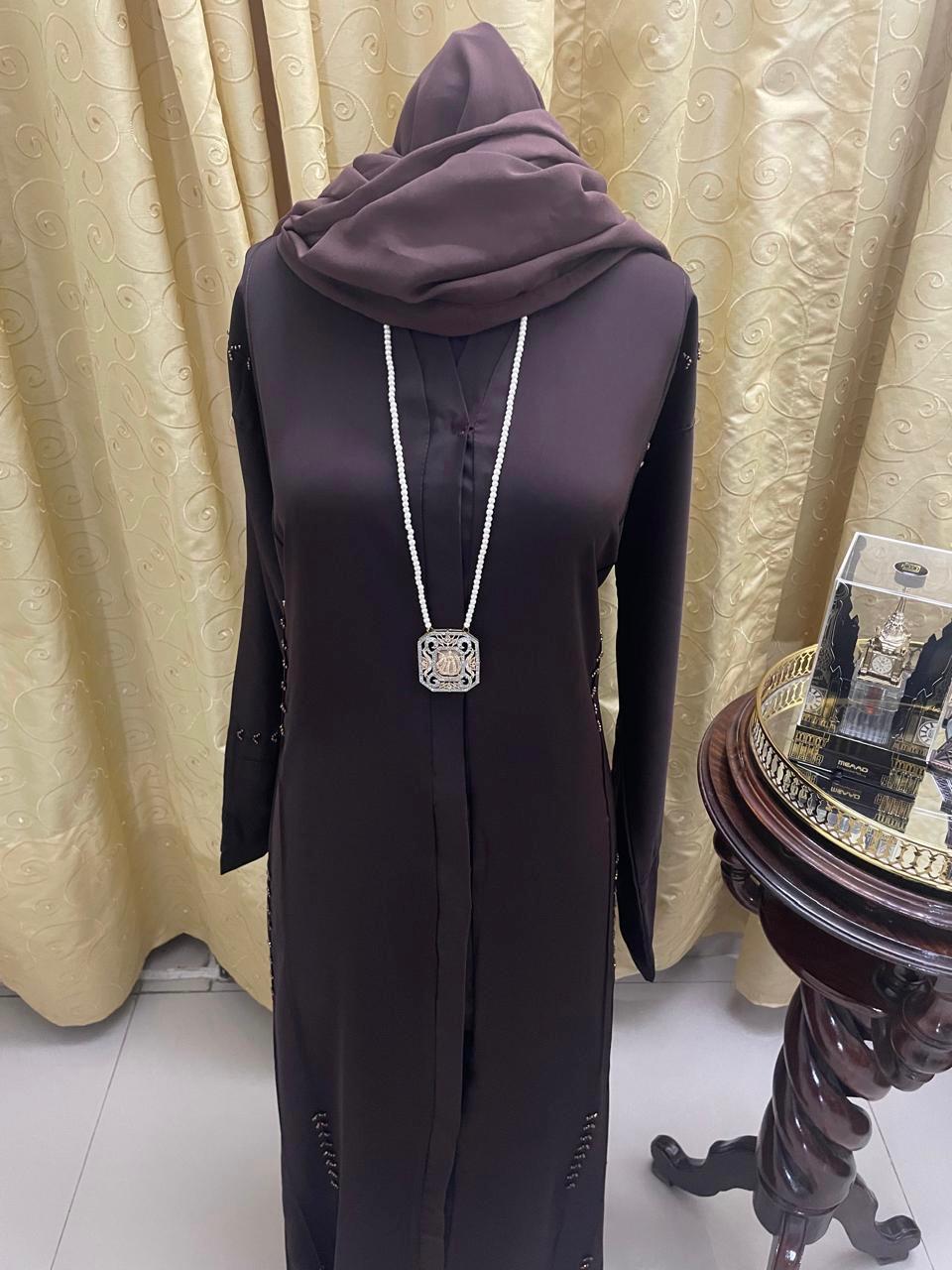 Islamic Modest Wear - Brown Embellished Abaya